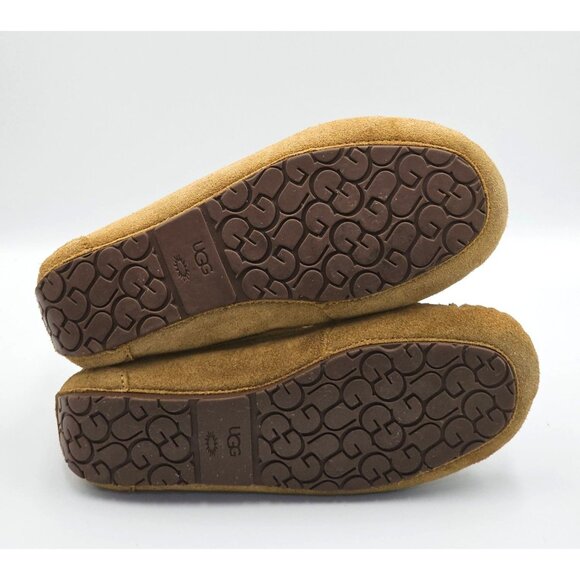 UGG Kid's Tan Suede Alena Shearling-Lined Moccasin Slippers Size 3 2513 - Picture 9 of 16